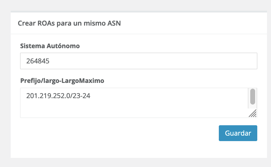 Crear ROAs Para Un Mismo ASN LACNIC